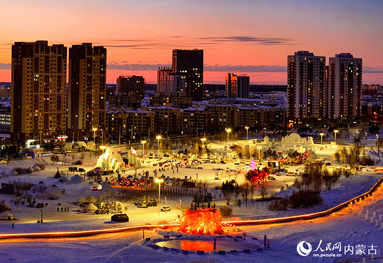 2024年12月20日拍攝的呼倫貝爾市城市越野滑雪公園景色（無人機照片）。王正攝