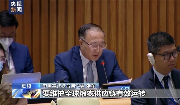 △2022年7月，第76屆聯(lián)合國大會(huì)舉行高級(jí)別特別會(huì)議?！叭虬l(fā)展倡議之友小組”就糧食安全問題闡述小組成員共同立場(chǎng)。