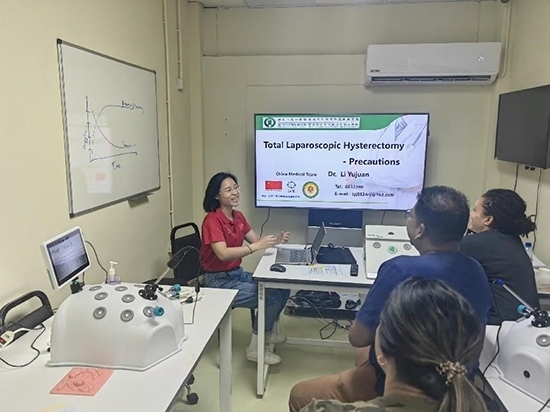 培訓(xùn)現(xiàn)場。第18期援圭亞那醫(yī)療隊供圖