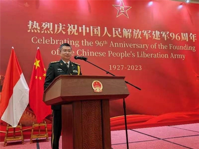 圖為徐勝武官致辭。中國駐印度尼西亞使館供圖