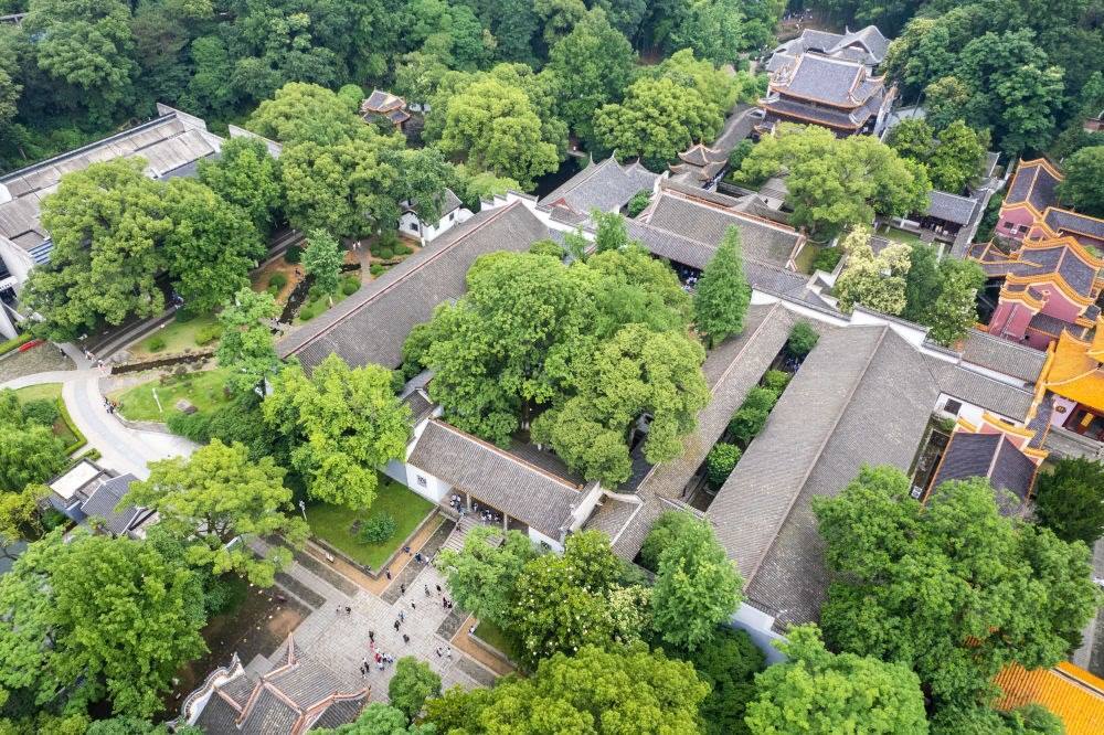 這是2023年6月8日在長沙市岳麓區(qū)拍攝的岳麓書院（無人機照片）。新華社記者 陳思汗 攝