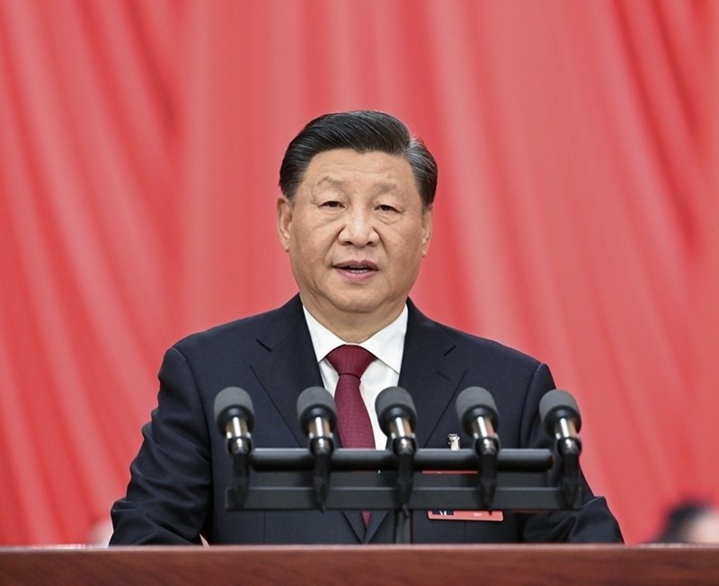 2022年10月16日，習(xí)近平在中國(guó)共產(chǎn)黨第二十次全國(guó)代表大會(huì)上作報(bào)告。