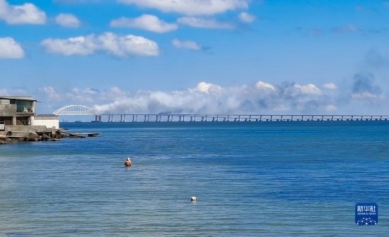 這是8月12日拍攝的克里米亞大橋。新華社/塔斯社
