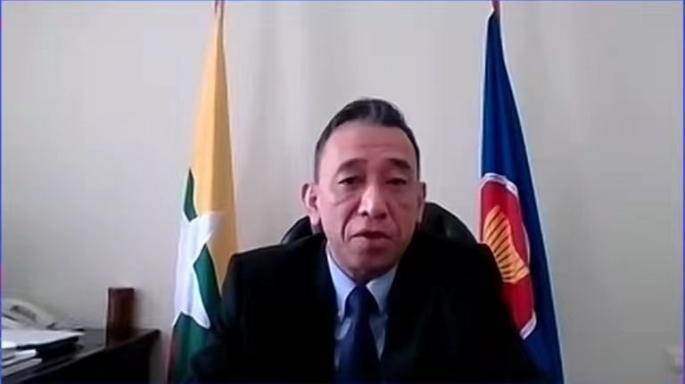 昂苗敏致辭。中國(guó)駐東盟使團(tuán)供圖