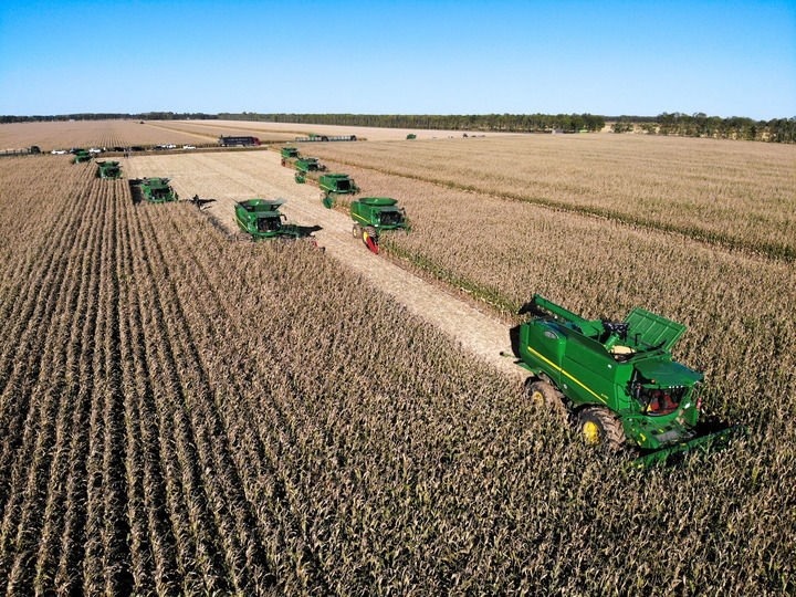 9月20日在位于黑龍江雙鴨山市友誼縣的北大荒農(nóng)業(yè)股份有限公司友誼分公司一地塊拍攝的秋收現(xiàn)場(chǎng)（無(wú)人機(jī)照片）。新華社記者 王松 攝
