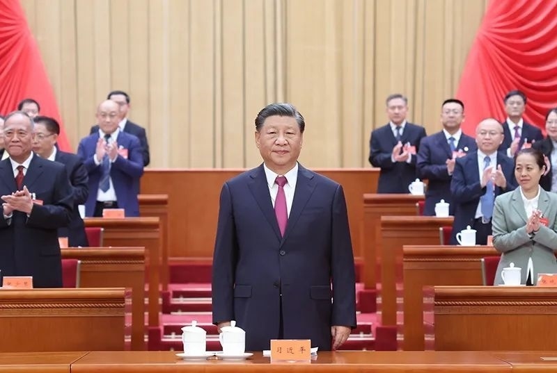 △2023年10月9日，中國工會第十八次全國代表大會在北京人民大會堂開幕。習(xí)近平總書記到會祝賀。