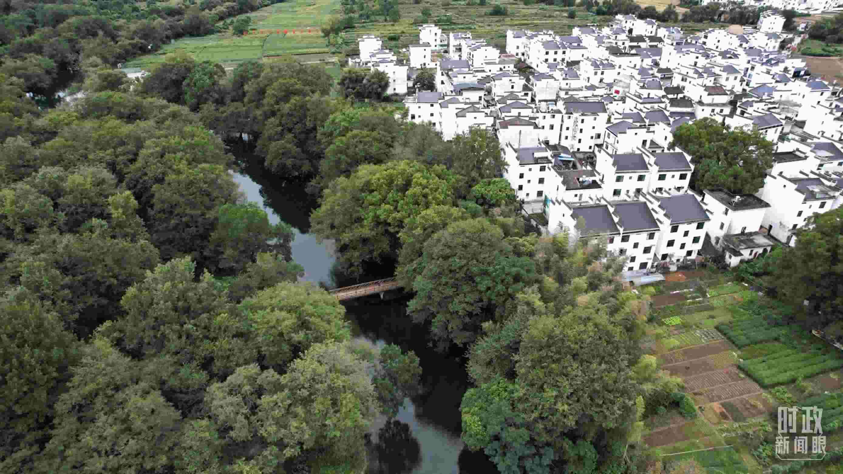 △位于饒河源國(guó)家濕地公園中心地帶的石門(mén)村。（總臺(tái)央視記者范凱拍攝）