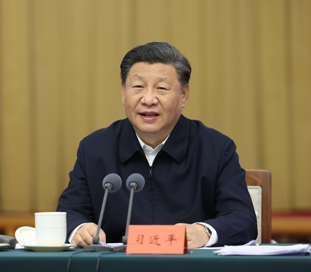 2021年10月22日下午，中共中央總書記、國家主席、中央軍委主席習(xí)近平在山東省濟南市主持召開深入推動黃河流域生態(tài)保護和高質(zhì)量發(fā)展座談會并發(fā)表重要講話。新華社記者 謝環(huán)馳 攝