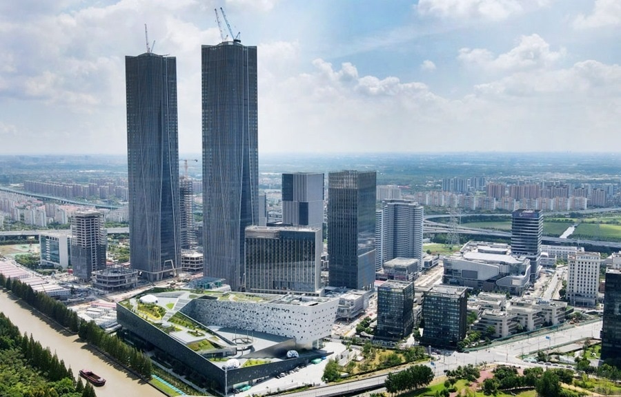 位于上海浦東新區(qū)的張江科學會堂（前）（2023年9月10日攝，無人機照片）。