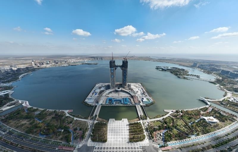 △建設(shè)中的上海臨港新片區(qū)西島金融中心項(xiàng)目。