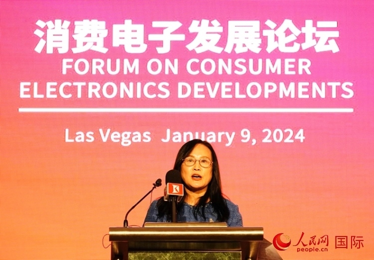 中國機(jī)電產(chǎn)品進(jìn)出口商會(huì)副會(huì)長(zhǎng)劉春致辭。人民網(wǎng)記者 鄧圩攝