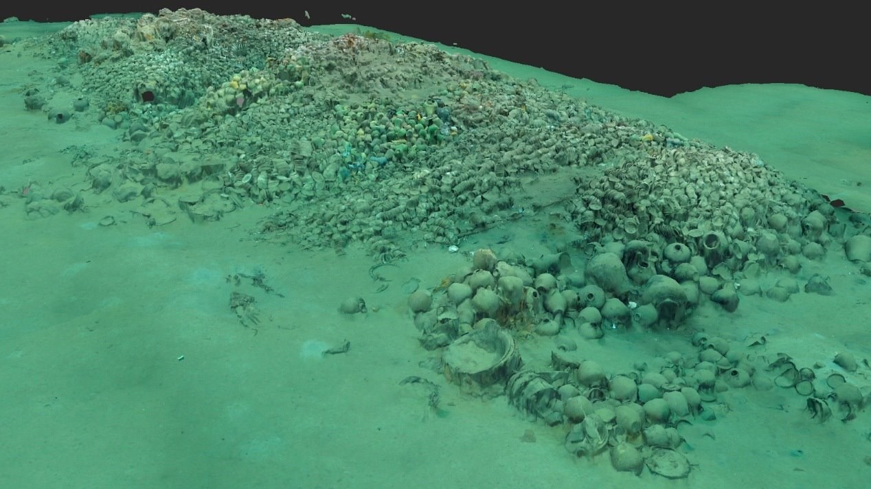 南海西北陸坡一號(hào)沉船遺址核心區(qū)三維圖。國(guó)家文物局供圖