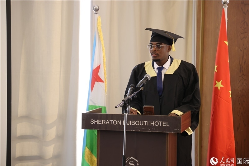 吉布提魯班工坊2023屆畢業(yè)生代表發(fā)言。人民網(wǎng)記者 張志文攝