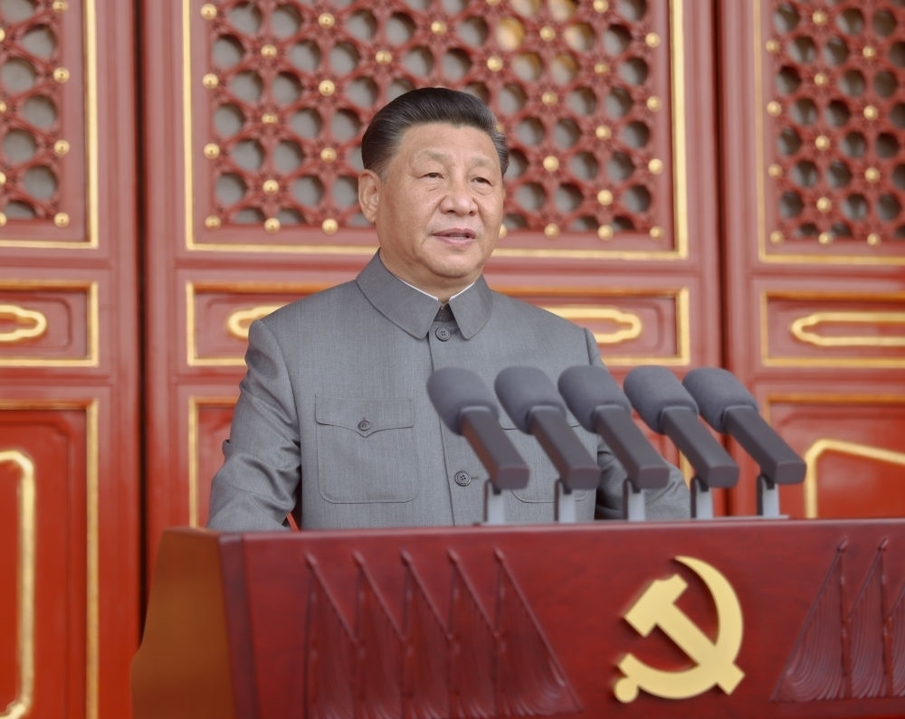 2021年7月1日，慶祝中國共產(chǎn)黨成立100周年大會在北京天安門廣場隆重舉行。習(xí)近平發(fā)表重要講話。新華社記者 鞠鵬 攝