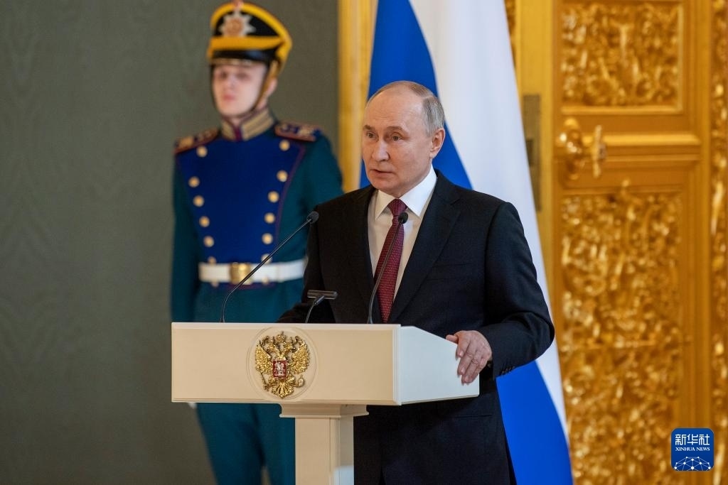 3月20日，俄羅斯總統(tǒng)普京在莫斯科克里姆林宮與其競選團隊代表舉行見面會。新華社記者 曹陽 攝