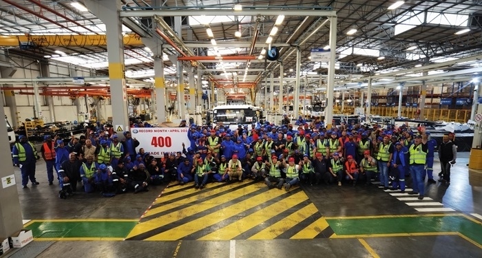 一汽南非庫哈工廠單月產(chǎn)量破400輛。圖片來源：一汽解放