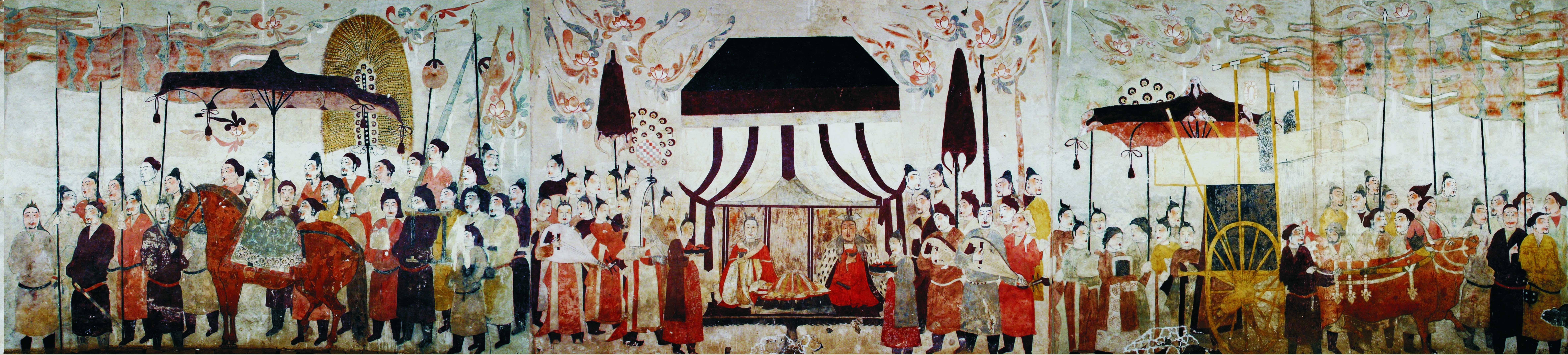 這是徐顯秀墓室壁畫展開圖。太原北齊壁畫博物館供圖