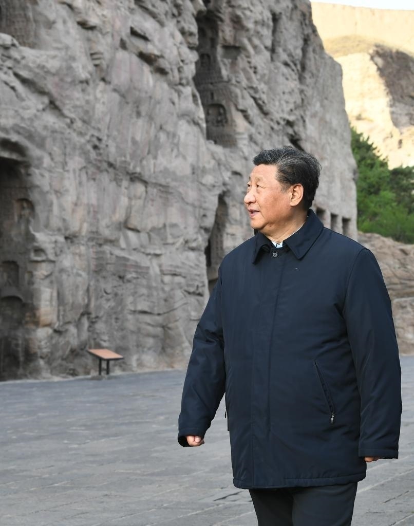 2020年5月11日，習近平總書記在山西云岡石窟實地了解歷史文化遺產保護情況。新華社記者 謝環(huán)馳 攝