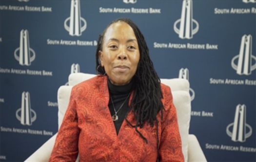 南非儲(chǔ)備銀行副行長(zhǎng)、審慎監(jiān)管局首席執(zhí)行官芬迪?查齊巴納視頻發(fā)言。（中國(guó)建設(shè)銀行約翰內(nèi)斯堡分行供圖）