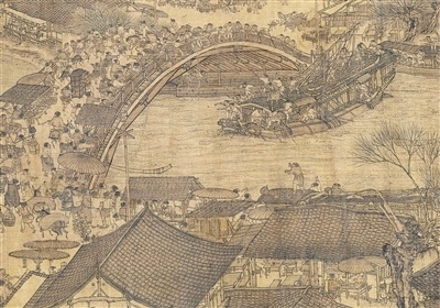 中國畫《清明上河圖》（局部），作者為北宋張擇端。 故宮博物院藏