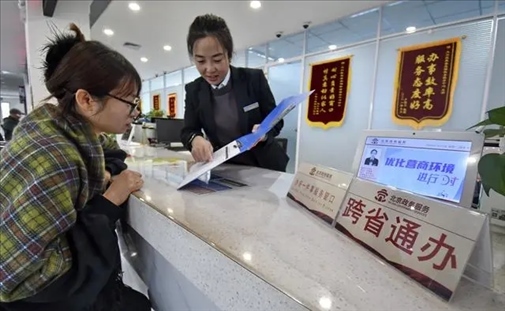 2024年3月25日，北京大興區(qū)，工作人員為群眾辦理跨省政務(wù)事宜。