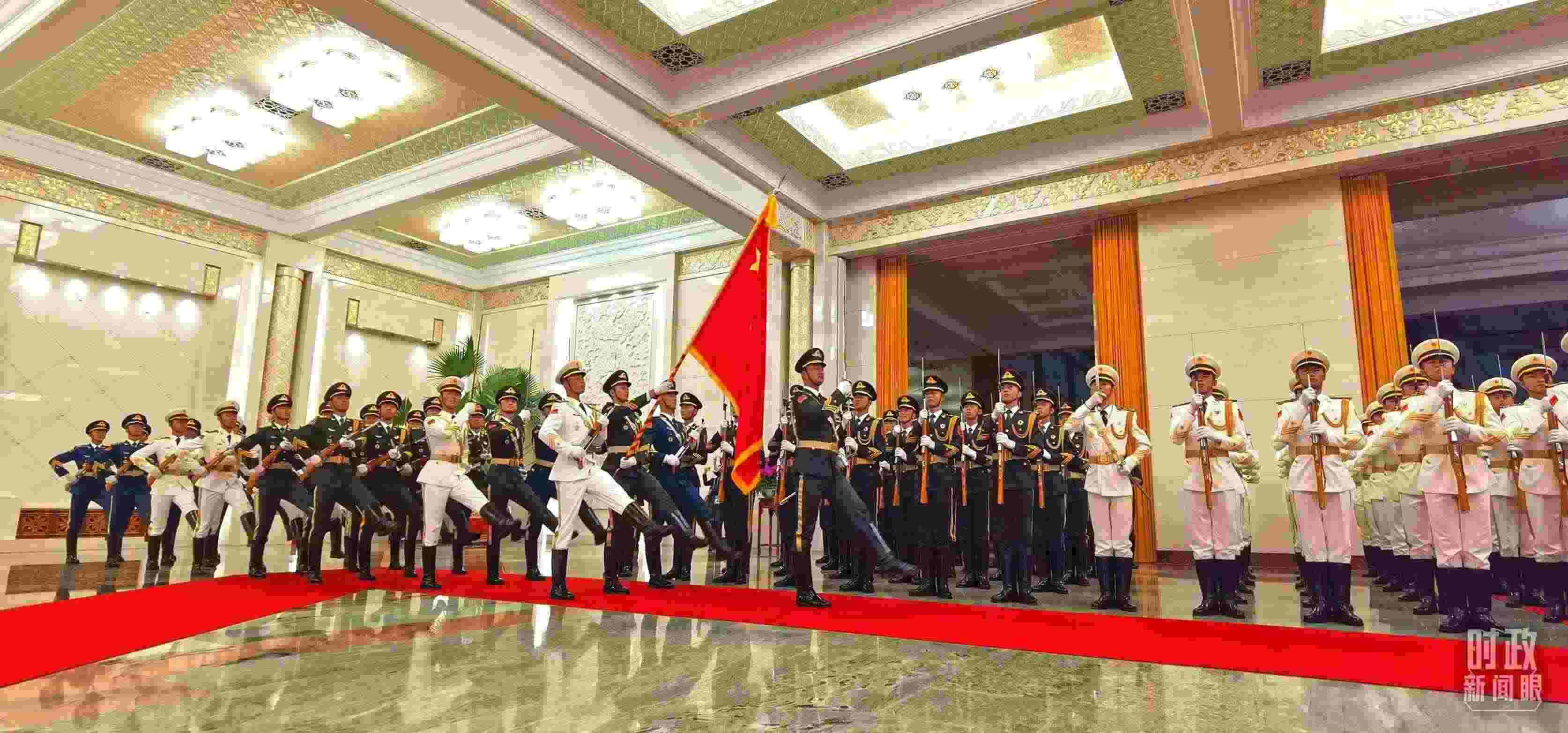 歡迎儀式上的儀仗隊。（總臺央視記者郭鴻拍攝）