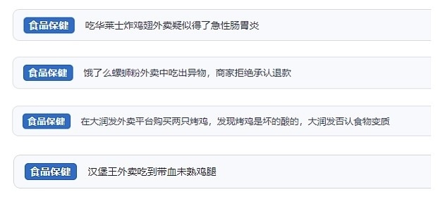 網(wǎng)友涉及外賣的相關(guān)投訴。（“人民投訴”用戶投訴截圖）