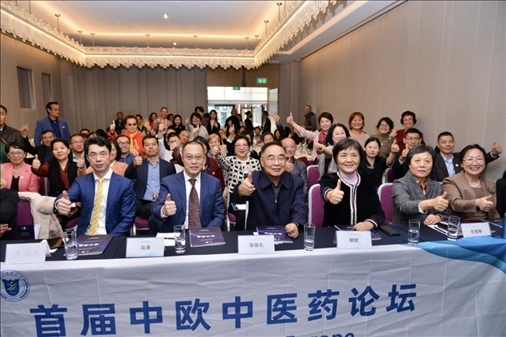 首屆中歐中醫(yī)藥論壇在布魯塞爾舉行，圖為論壇現(xiàn)場。（比利時(shí)浙江籍僑團(tuán)聯(lián)盟供圖）