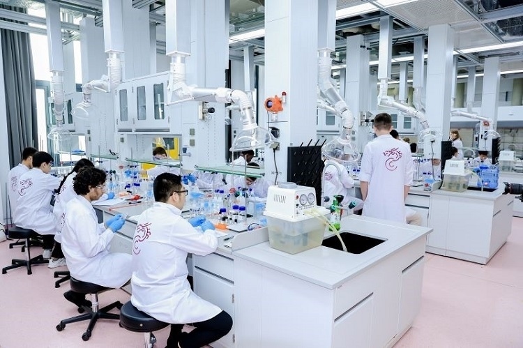 中外學(xué)生同堂做實驗。深北莫供圖