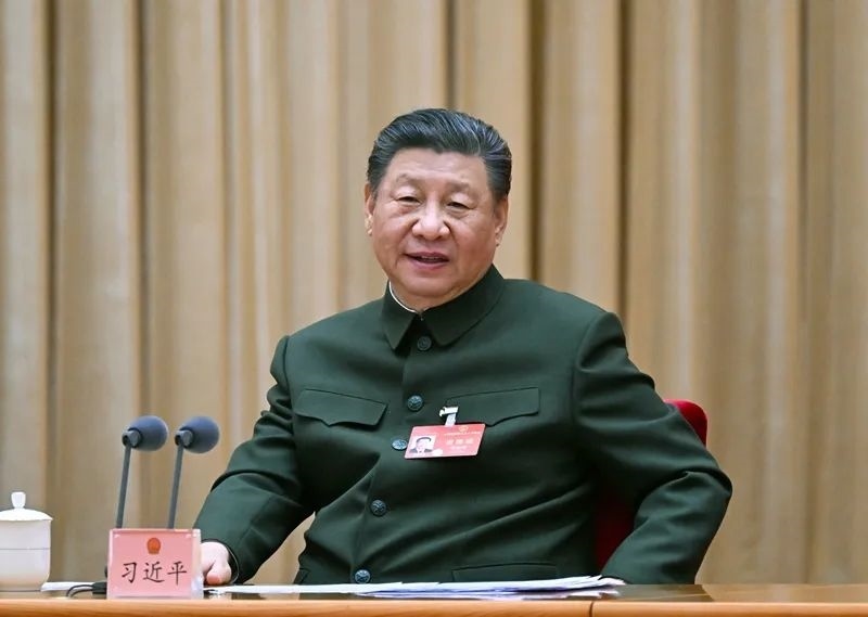 2024年3月7日下午，習(xí)近平出席十四屆全國人大二次會議解放軍和武警部隊代表團(tuán)全體會議并發(fā)表重要講話。新華社記者 李剛 攝