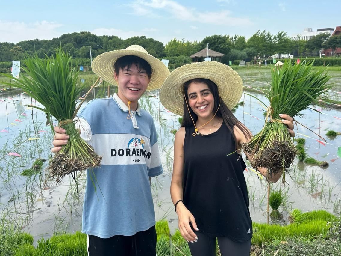 卡友琪在插秧。受訪者供圖