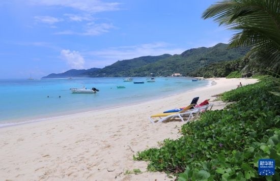 3月19日，游客在塞舌爾馬埃島海邊休閑。新華社記者 董江輝 攝